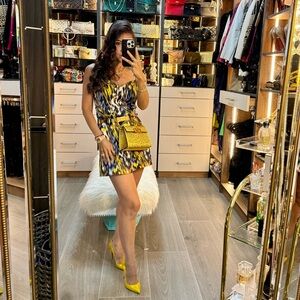 Yellow and Blue Print Dress